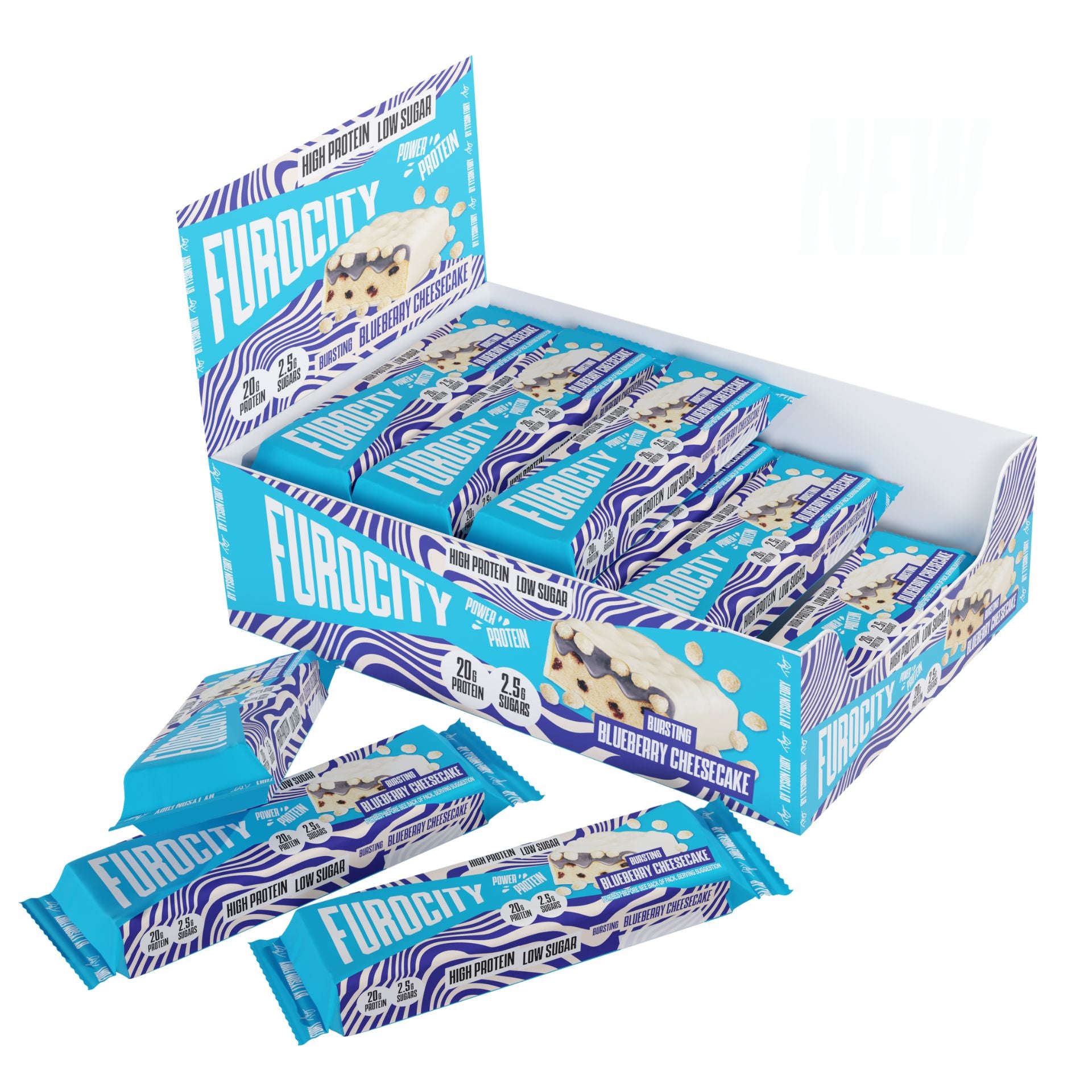 Furocity Blueberry Cheesecake Protein Bars 60g (15 Pack) | Furocity
